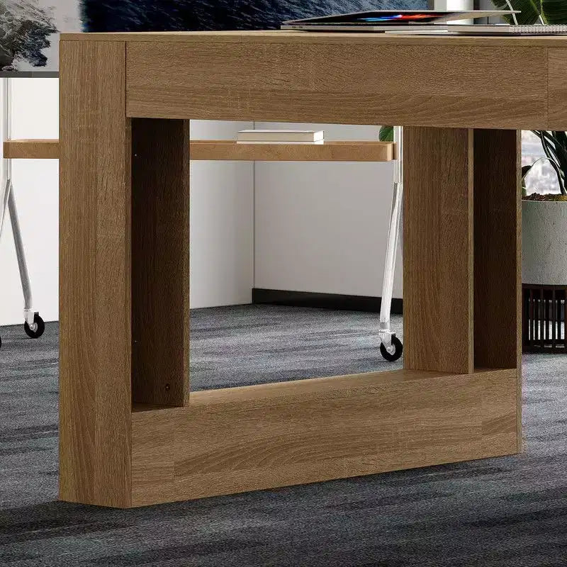 Bureau de conférence avec cadre ouvert, Grand bureau d'ordinateur, Bureau d'écriture pour un look aéré, Robuste pour les réunions d'équipe