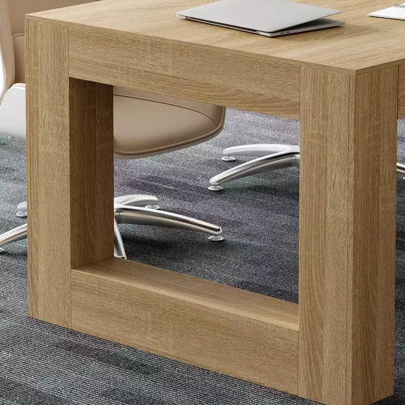 Bureau de conférence avec cadre ouvert, Grand bureau d'ordinateur, Bureau d'écriture pour un look aéré, Robuste pour les réunions d'équipe