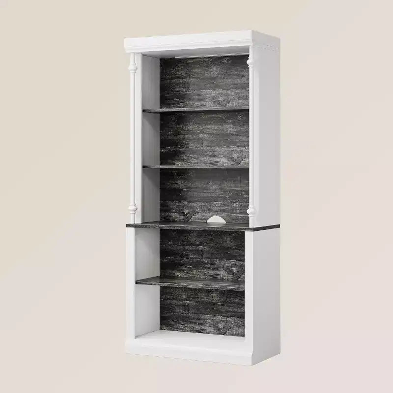Bibliothèque de 180 cm avec étagères réglables, armoire de rangement à 5 niveaux en bois style ferme avec dispositif anti-basculement pour salon et bureau