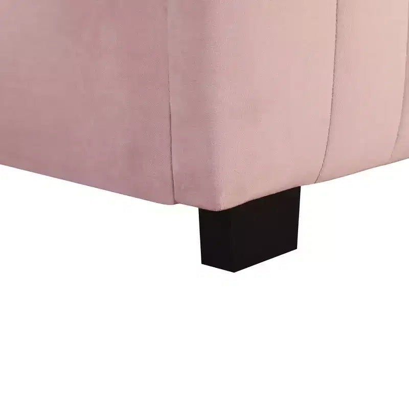 Cadre de lit double avec lit gigogne, cadre de lit rembourré en velours, lit plateforme rembourré double pour enfants, adolescents, adultes, rose