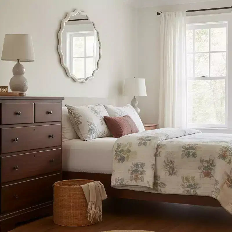 Miroir décoratif rond ondulé à cadre en bois massif blanc de 36 pouces, pour chambre à coucher, salle de bain, salon, entrée
