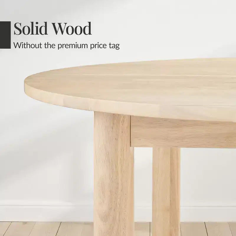 Table à manger ronde en bois massif de 120 cm, table de ferme moderne pour 4 personnes, peu encombrante, montage facile