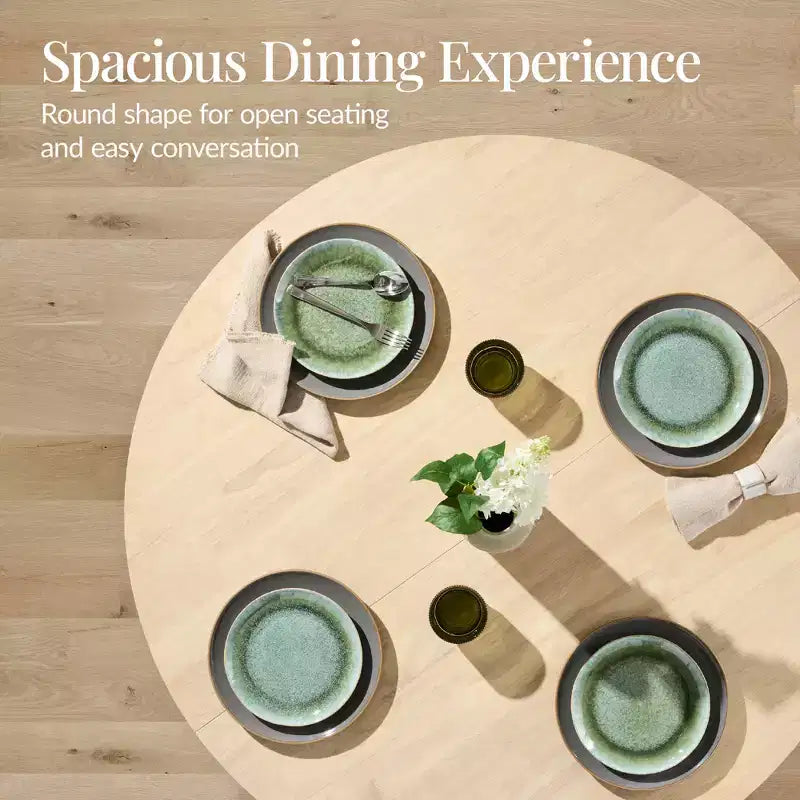 Table à manger ronde en bois massif de 120 cm, table de ferme moderne pour 4 personnes, peu encombrante, montage facile