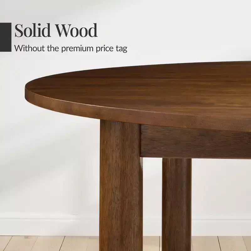 Table à manger ronde en bois massif de 120 cm, table de ferme moderne pour 4 personnes, peu encombrante, montage facile