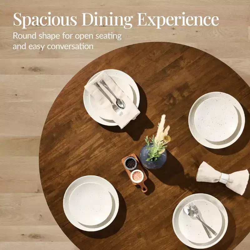 Table à manger ronde en bois massif de 120 cm, table de ferme moderne pour 4 personnes, peu encombrante, montage facile