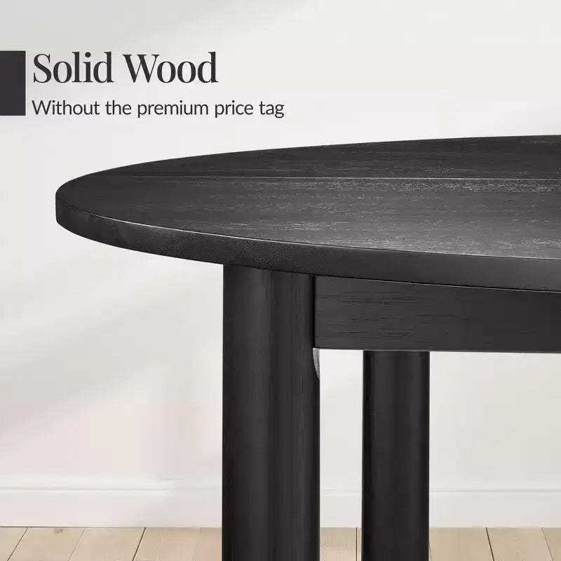 Table à manger ronde en bois massif de 120 cm, table de ferme moderne pour 4 personnes, peu encombrante, montage facile