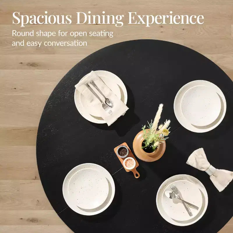 Table à manger ronde en bois massif de 120 cm, table de ferme moderne pour 4 personnes, peu encombrante, montage facile