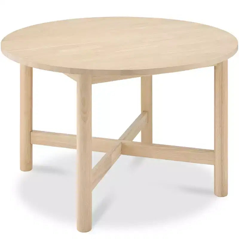 Table à manger ronde en bois massif de 120 cm, table de ferme moderne pour 4 personnes, peu encombrante, montage facile