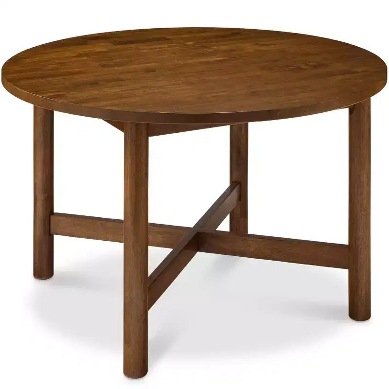 Table à manger ronde en bois massif de 120 cm, table de ferme moderne pour 4 personnes, peu encombrante, montage facile