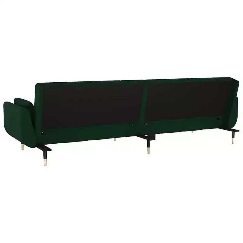 Canapé convertible 2 places avec deux oreillers Velours vert foncé