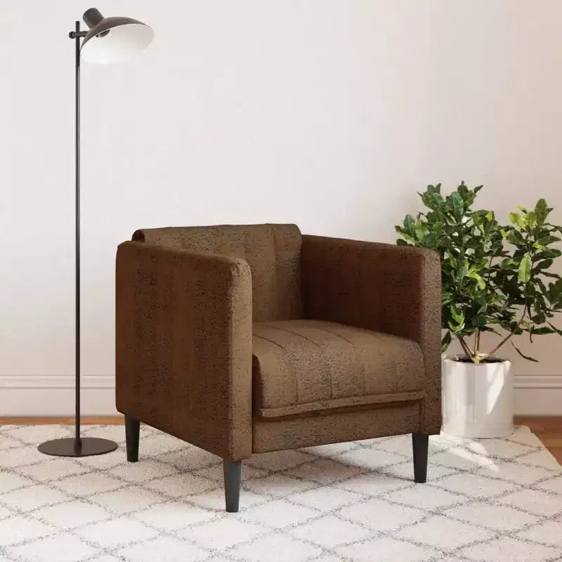 Fauteuil Canapé Cuir Suède Synthétique Marron