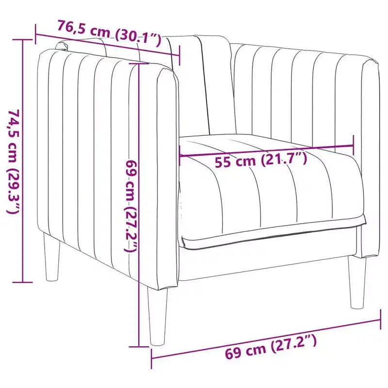 Fauteuil Canapé Cuir Suède Synthétique Marron