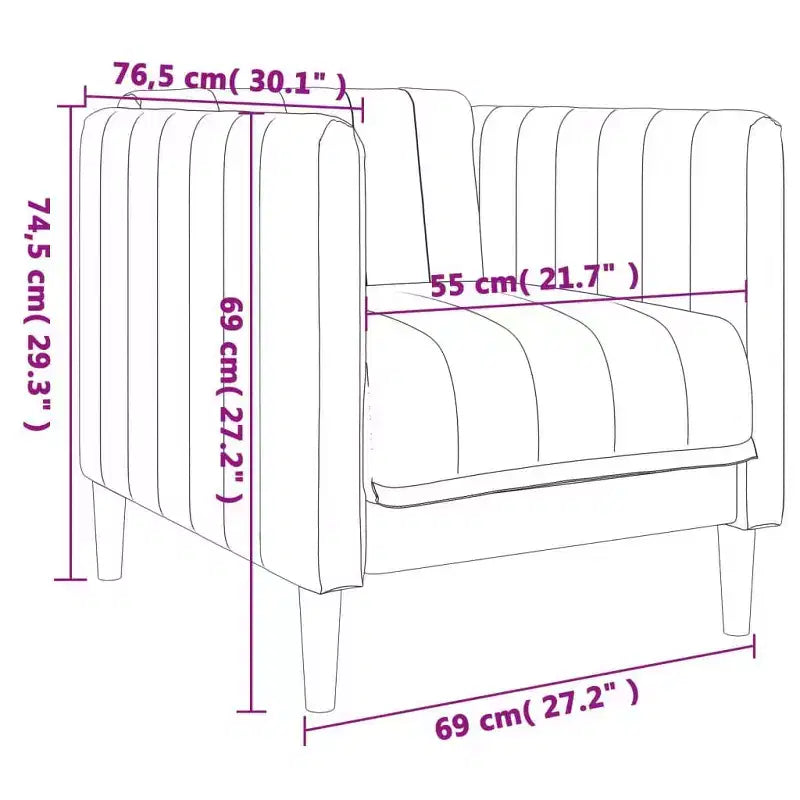 Fauteuil Canapé Cuir Suède Synthétique Marron