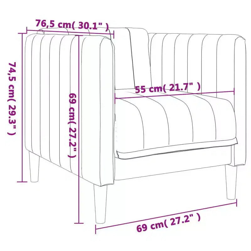 Fauteuil Canapé Cuir Suède Synthétique Marron