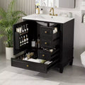 Meuble lavabo de salle de bain de 30 pouces avec lavabo, une porte avec étagère et trois tiroirs, porte à fermeture douce