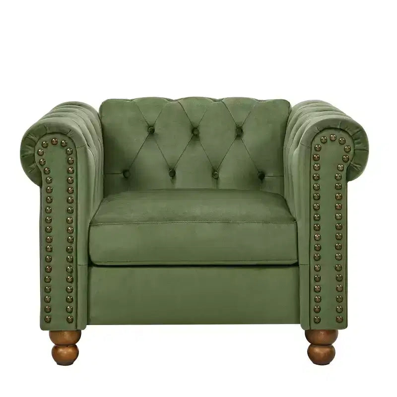 Canapé moderne, canapé classique en velours tapissé avec garniture cloutée, causeuse à bras roulés avec dossier capitonné pour salon, chambre à coucher, bureau.