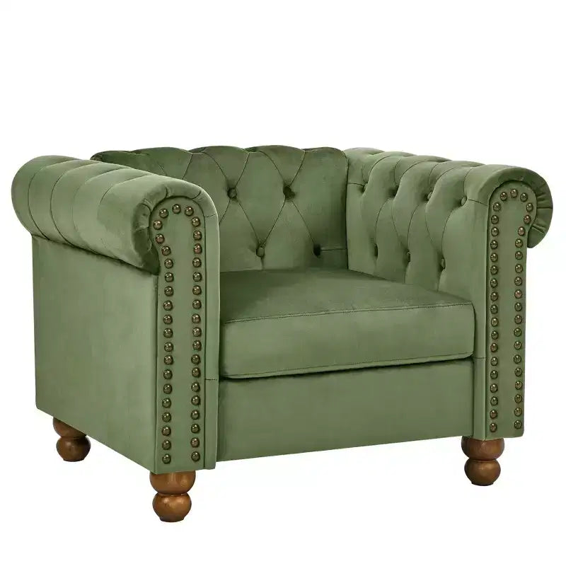 Canapé moderne, canapé classique en velours tapissé avec garniture cloutée, causeuse à bras roulés avec dossier capitonné pour salon, chambre à coucher, bureau.