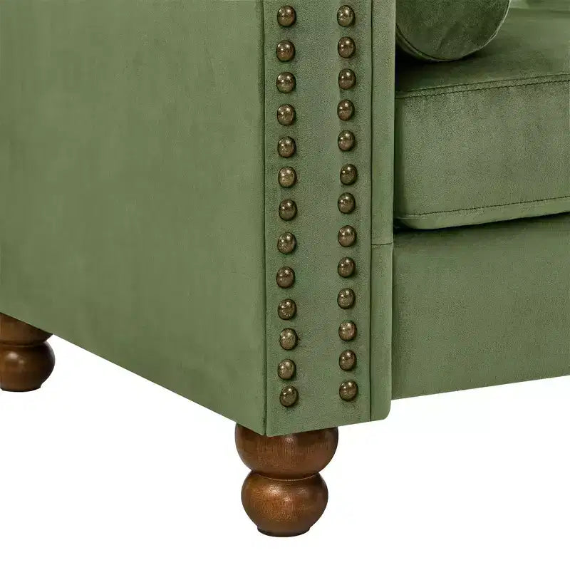 Canapé moderne, canapé classique en velours tapissé avec garniture cloutée, causeuse à bras roulés avec dossier capitonné pour salon, chambre à coucher, bureau.