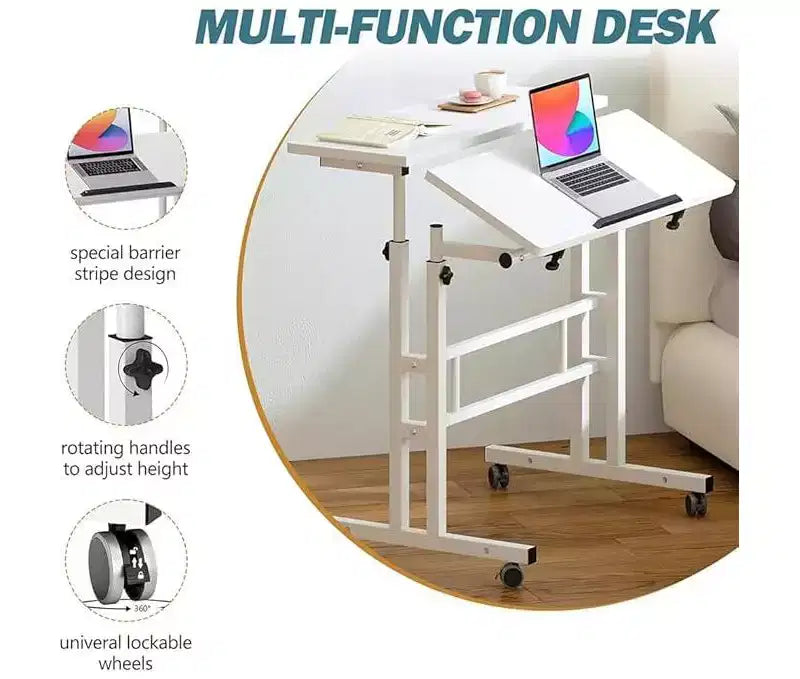 23,6 petit bureau debout avec roulettes, bureau debout mobile avec support, table debout sur roulettes, bureau d'ordinateur roulant réglable en hauteur
