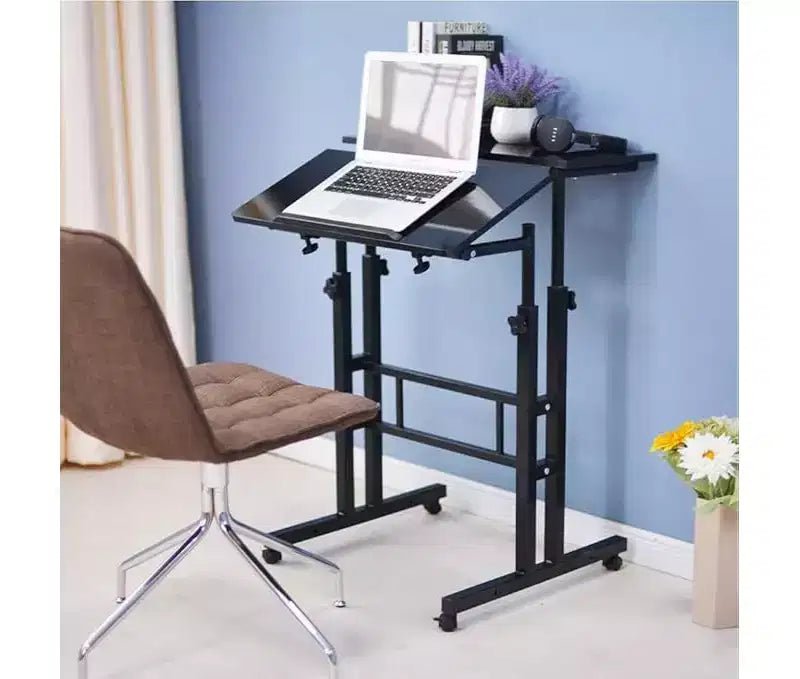 23,6 petit bureau debout avec roulettes, bureau debout mobile avec support, table debout sur roulettes, bureau d'ordinateur roulant réglable en hauteur