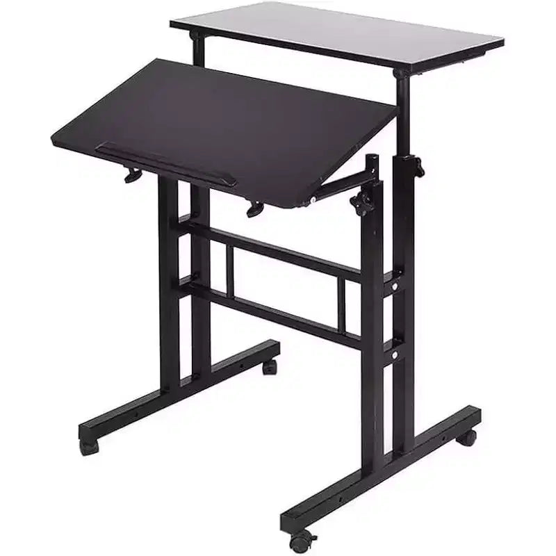 23,6 petit bureau debout avec roulettes, bureau debout mobile avec support, table debout sur roulettes, bureau d'ordinateur roulant réglable en hauteur