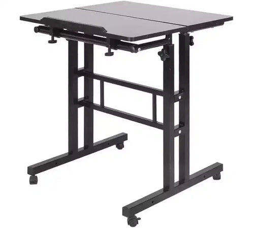 23.6 Small Standing Desk with Wheels, Mobile Stand Up Desk with Standing , Standing Table on Wheels, Rolling Computer Desk Adjustable Height