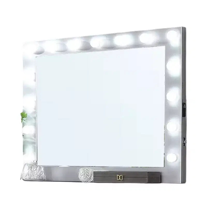 Miroir de coiffeuse avec ampoules, USB et alimentation, Argent Glamour 44 pouces