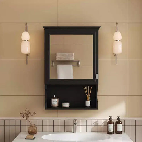 20 Rangement de salle de bain mural avec porte miroirArmoire à pharmacie murale miroir pour salle de bain Noir