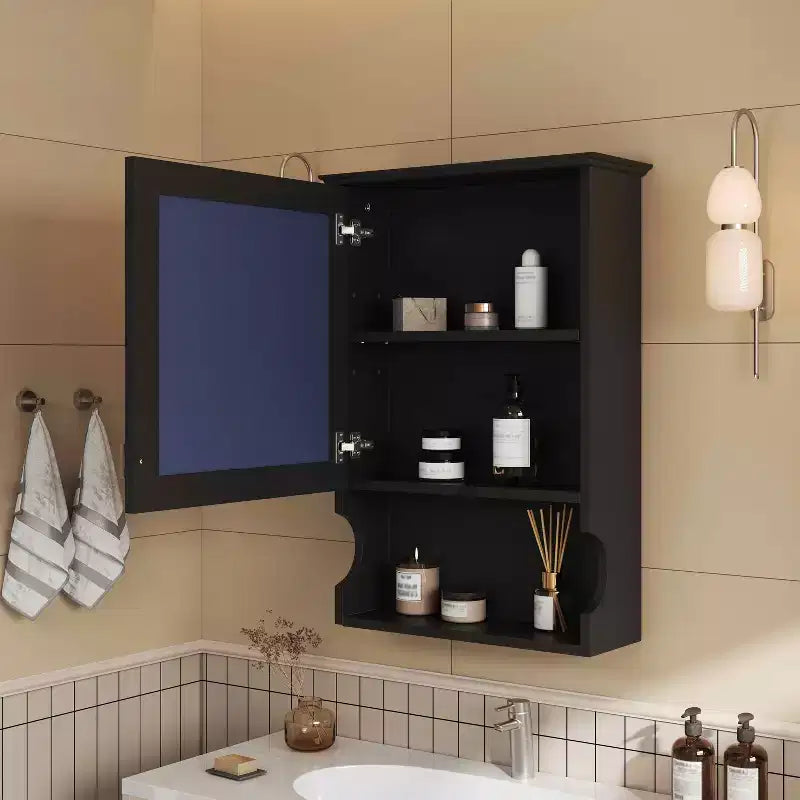 20 Rangement de salle de bain mural avec porte miroirArmoire à pharmacie murale miroir pour salle de bain Noir