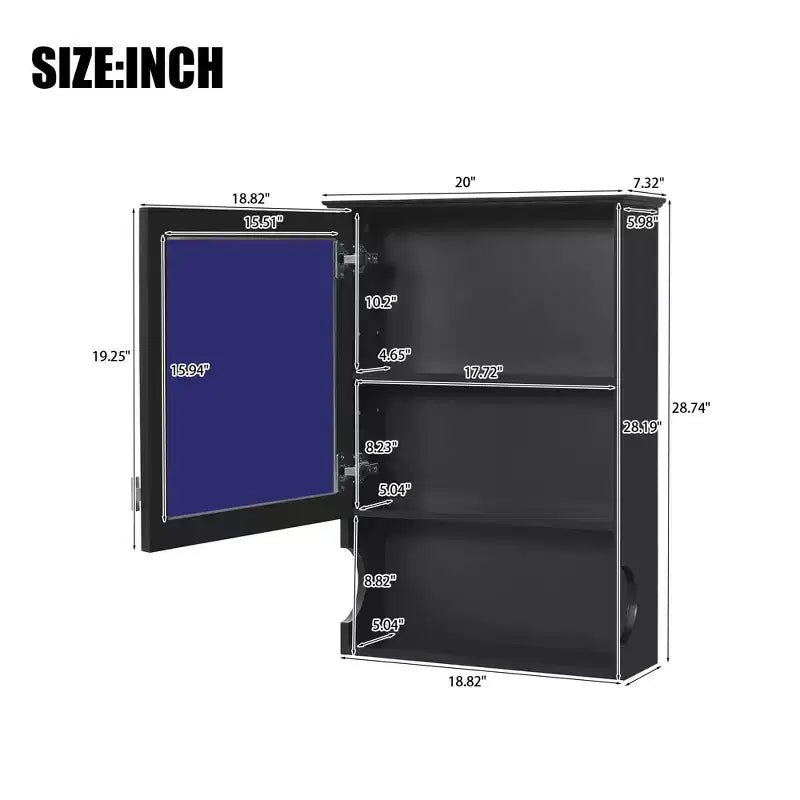 20 Rangement de salle de bain mural avec porte miroirArmoire à pharmacie murale miroir pour salle de bain Noir