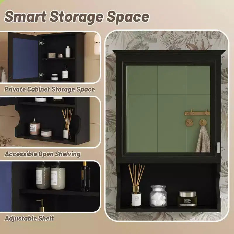 20 Rangement de salle de bain mural avec porte miroirArmoire à pharmacie murale miroir pour salle de bain Noir