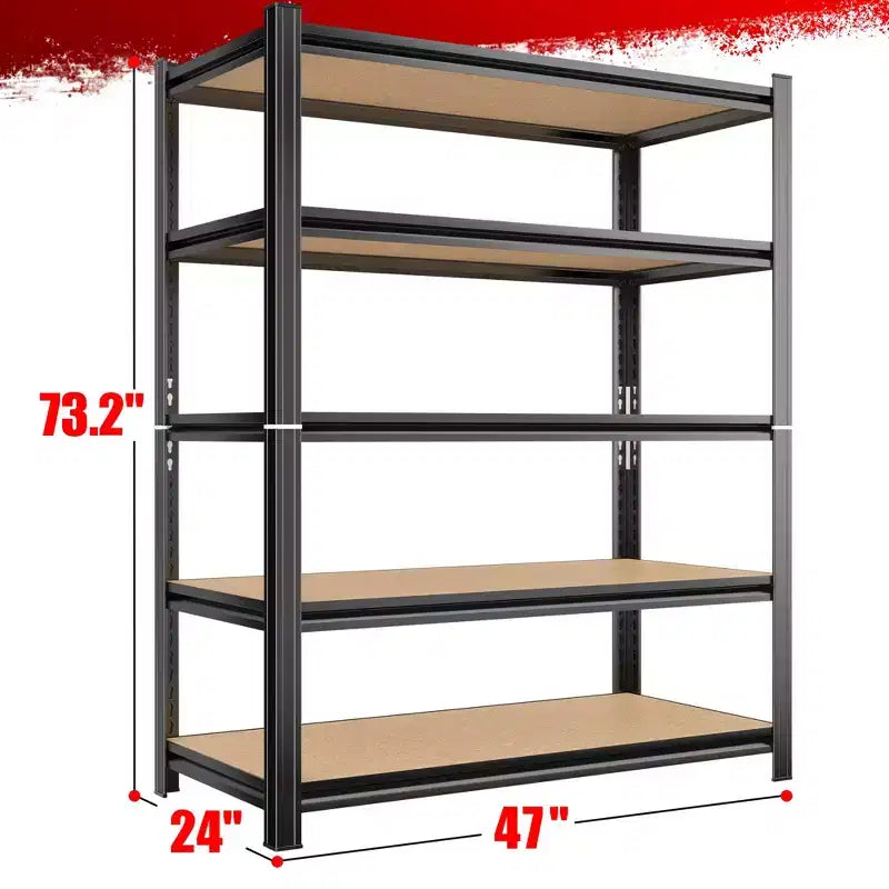 Étagère de rangement métallique à 5 niveaux, étagère de rangement de 1360 kg, étagère robuste réglable