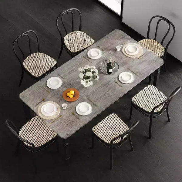 2m Rectangular Dining Table  Modern Industrial MDF Top Metal Legs Rounded Corners for Family Kitchen