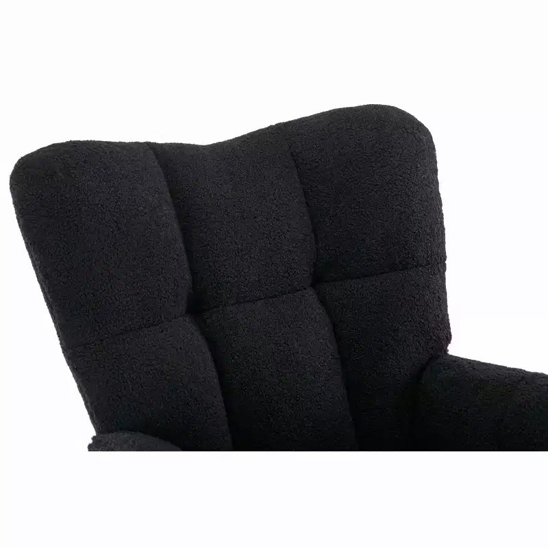 Fauteuil à bascule pour enfants en tissu Teddy, utilisation en intérieur dans le salon, noir