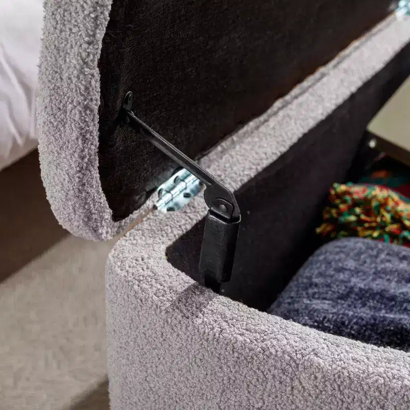 Banc de rangement ottoman en fausse fourrure, banc de lit avec rangement, pieds en métal doré, banc rembourré moderne pour le bout du lit, pour le salon, la chambre, l'entrée
