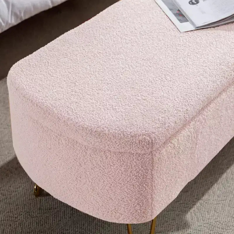 Banc de rangement ottoman en fausse fourrure, banc de lit avec rangement, pieds en métal doré, banc rembourré moderne pour le bout du lit, pour le salon, la chambre, l'entrée
