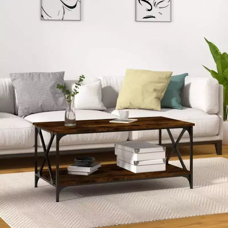 Table basse noire, bois d'ingénierie, 100x50x45 cm