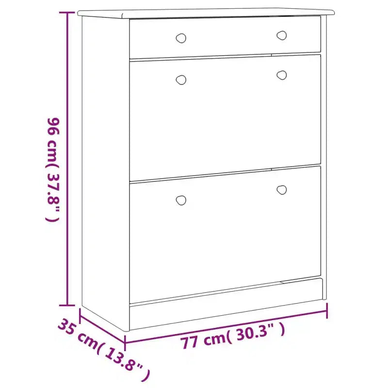 Meuble à chaussures blanc Pin massif 77 cm x 35 cm x 96 cm