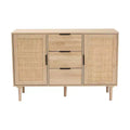 Harrison Wood and Rattan 3 Drawer Sideboard Dining Cabinet with Buffet Storage - Baxton Studio