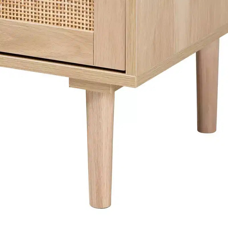 Desserte de salle à manger en bois et rotin à 3 tiroirs avec buffet de rangement