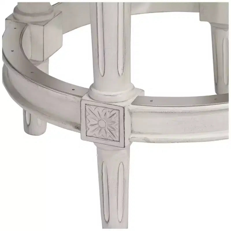 55 Tabouret de bar pivotant Blanc vieilli 24 1/2 po de haut Traditionnel Étain Coussin rond avec repose-pieds pour comptoir de cuisine ou îlot